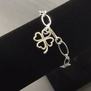 Lucky Shamrock Charm 925 Silver Bracelet